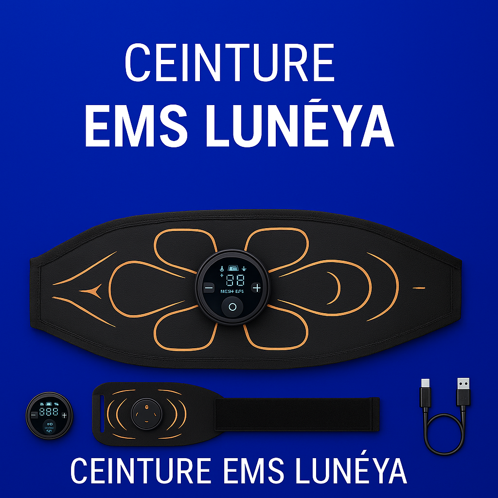 Ceinture EMS LUNÉYA™ – Brûlez Jusqu’à 3,5 cm de Tour de Taille Sans Effort